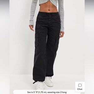 American Eagle Outfitters Black Wide-Leg Cargo Pants